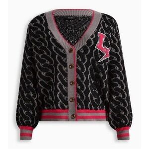 NWT LOVESICK TORRID Jacquard Button Front Crop Sweater Cardigan